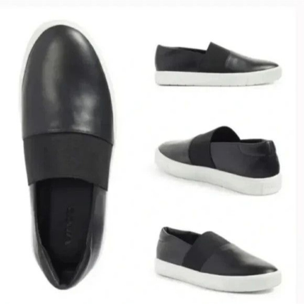 Vince Women's Corbin Black Leather Slip-On Sneakers Loafers Size 9.5 M
